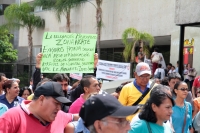 Martes 25 de junio del 2019. Tuxtla Gutiérrez. Sindicalistas del estado de Chiapas se manifiestan este medio día en la plaza central de la ciudad