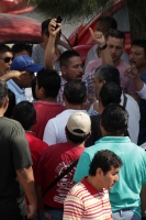 Lunes 19 de junio del 2017. Tuxtla Gutiérrez. Un informante infiltrado durante la manifestación y conferencia de prensa del movimiento sindical del SMAPA es identificado mientras toma fotografías en la protesta de esta mañana en el oriente sur de la ciuda