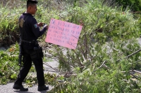 Lunes 27 de agosto del 2018.Suchiapa. Ejidatarios bloquean el tramo carretero entre Tuxtla y El aeropuerto del libramiento exigiendo el pago de los predios ocupados para la construcción de esta cinta asfáltica