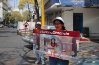 Lunes 30 de marzo del 2020. Tuxtla Gutiérrez. Las brigadas de Salud recorren las calles con letreros que invitan al distanciamiento social para evitar contagios de Coronavirus.