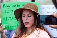 Lunes 7 de enero del 2018. Tuxtla Gutiérrez. Maestras de tele bachillerato denuncian a quienes les exigen un pago económico para ser reinstaladas