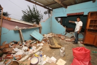 Foto/Gonzalo Gurguha. Lunes 7de julio del 2014. Aspectos de las afectaciones por el temblor d esta madrugada en Huixtla y en las comunidades en las cercanías del volcán Tacana en la frontera con Guatemala.