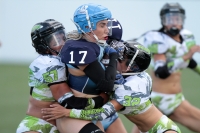 Sábado 15 de junio del 2019. Tuxtla Gutiérrez. El partido entre Chiapas y Monterrey termina con el marcador 18-14 en la liga de Futbol Americano Femenil en la modalidad de Bikini football esta tarde en el estadio Samuel León Brindis.