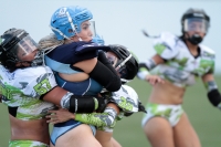 Sábado 15 de junio del 2019. Tuxtla Gutiérrez. El partido entre Chiapas y Monterrey termina con el marcador 18-14 en la liga de Futbol Americano Femenil en la modalidad de Bikini football esta tarde en el estadio Samuel León Brindis.