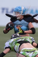 Sábado 15 de junio del 2019. Tuxtla Gutiérrez. El partido entre Chiapas y Monterrey termina con el marcador 18-14 en la liga de Futbol Americano Femenil en la modalidad de Bikini football esta tarde en el estadio Samuel León Brindis.