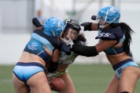 Sábado 15 de junio del 2019. Tuxtla Gutiérrez. El partido entre Chiapas y Monterrey termina con el marcador 18-14 en la liga de Futbol Americano Femenil en la modalidad de Bikini football esta tarde en el estadio Samuel León Brindis.
