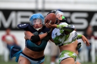 Sábado 15 de junio del 2019. Tuxtla Gutiérrez. El partido entre Chiapas y Monterrey termina con el marcador 18-14 en la liga de Futbol Americano Femenil en la modalidad de Bikini football esta tarde en el estadio Samuel León Brindis.