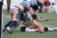 Sábado 15 de junio del 2019. Tuxtla Gutiérrez. El partido entre Chiapas y Monterrey termina con el marcador 18-14 en la liga de Futbol Americano Femenil en la modalidad de Bikini football esta tarde en el estadio Samuel León Brindis.