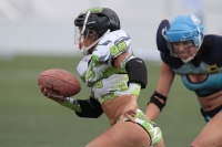 Sábado 15 de junio del 2019. Tuxtla Gutiérrez. El partido entre Chiapas y Monterrey termina con el marcador 18-14 en la liga de Futbol Americano Femenil en la modalidad de Bikini football esta tarde en el estadio Samuel León Brindis.