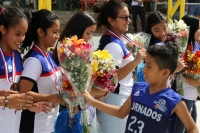Jueves 26 de julio del 2018. Tuxtla Gutiérrez. El seleccionado de México;  sub 14 Femenil formada por chiapanecas, quienes lograran el campeonato de su categorí­a en el campeón en el Puerto Rico International Shootout de Basquetbol 2018, son recibidas 