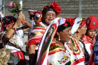 Domingo 14 de octubre del 2018. Tuxtla Gutiérrez. Bajadas de las Virgenes de Copoya; Festejo de la Virgen del Rosario.  Danzantes, músicos y miembros de la comunidad Zoque de la depresión central de Chiapas acompañan el recorrido tradicional que reali