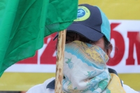 Miércoles 3 de enero del 2018. Tuxtla Gutiérrez. Militantes de la UNTA llegan desde la Zona altos de Chiapas para plantarse en la Avenida Central exigiendo que sea liberado de la cárcel Reynaldo Gómez Gómez.