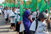 Miércoles 3 de enero del 2018. Tuxtla Gutiérrez. Militantes de la UNTA llegan desde la Zona altos de Chiapas para plantarse en la Avenida Central exigiendo que sea liberado de la cárcel Reynaldo Gómez Gómez.