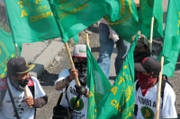 Miércoles 3 de enero del 2018. Tuxtla Gutiérrez. Militantes de la UNTA llegan desde la Zona altos de Chiapas para plantarse en la Avenida Central exigiendo que sea liberado de la cárcel Reynaldo Gómez Gómez.