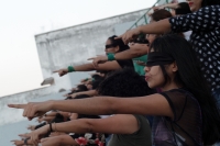 Domingo 1 de diciembre dl 2019. Tuxtla Gutiérrez. Durante el Cacerolazo Latinoamericano En  Tuxtla que grupos feministas realizan esta tarde en la ciudad.