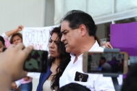 Martes 30 de octubre del 2018. Tuxtla Gutiérrez. La familia de Viridians Flores asesinada por su esposo en el año 2013 protesta por la liberación de homicida, durante las protestas de esta mañana en las instalaciones del Tribunal de Justicia del Estad