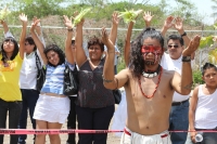 Indígenas Mayas y Zoques realizan un ceremonial de danza pre hispánicas en las ruinas arqueológicas de la comunidad Chiapa de Corzo para celebrar la entrada de la primavera