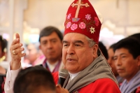 Jueves 10 de agosto del 2017. San Lorenzo Zinacatan. Felipe Arismendi Esquivel, obispo de San Cristóbal de las Casas se despide del pueblo de Zinacantan al acercarse a la fecha de su retiro episcopal durante las celebraciones de confirmación en las fiesta