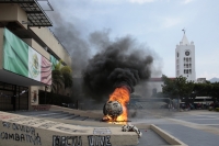 20240806. Tuxtla. Normalistas de la Escuela Rural Mactumatza protestan este medio día en la capital de Chiapas.