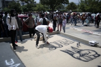 20240806. Tuxtla. Normalistas de la Escuela Rural Mactumatza protestan este medio día en la capital de Chiapas.