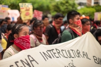 20260806. Tuxtla. Las escuelas normalistas FECSM se manifiestan en la Plaza Central de Tuxtla Gutiérrez en apoyo a la Normal Rural Mactumatza de Chiapas