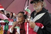 20261010. Sclc. Las desapariciones en México, son una vergüenza internacional. La actriz y activista Ofelia Medina, en San Cristóbal en apoyo al pueblo Palestino.