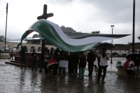 20261010. Sclc. Las desapariciones en México, son una vergüenza internacional. La actriz y activista Ofelia Medina, en San Cristóbal en apoyo al pueblo Palestino.
