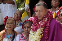 20250425. Tuxtla. José Francisco González, Nuevo Arzobispo de Tuxtla Gutiérrez durante su llegada a la capital del estado de Chiapas.